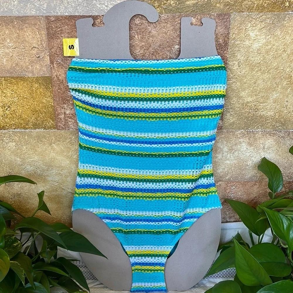 NEW Kate Spade Women’s Stripe Riviera Strapless/Halter One Piece Swimsuit Size S
